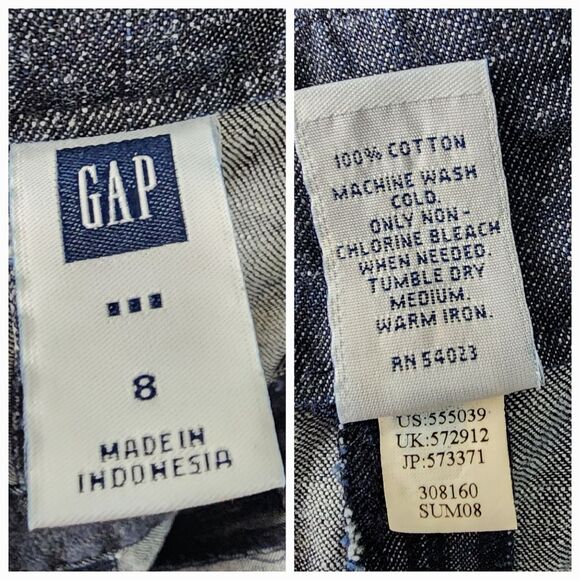 Gap Factory Denim Dress Jean Dress A-Line Adjustable Straps Zip Dark Wash Blue M - Picture 2 of 12